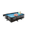 EXIT Black Wood pool 220x150x65cm med filterpump och solsegel - svart