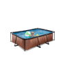 EXIT Wood pool 220x150x65cm med filterpump - brun