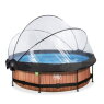 EXIT Wood pool ø300x76cm med filterpump och tak och solsegel - brun