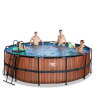 EXIT Wood pool ø450x122cm med filterpump - brun
