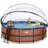 EXIT Wood pool ø488x122cm med sandfilterpump och tak - brun
