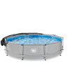 EXIT Soft Grey pool ø360x76cm med filterpump och solsegel - grå