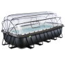EXIT Black Leather pool 540x250x100cm med sandfilterpump och tak och värmepump - svart