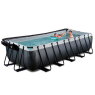 EXIT Black Leather pool 540x250x122cm med sandfilterpump och tak och tillbehörsset - svart