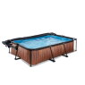 EXIT Wood pool 300x200x65cm med filterpump och tak och solsegel - brun