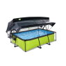 EXIT Lime pool 220x150x65cm med filterpump och tak och solsegel - grön