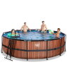 EXIT Wood pool ø488x122cm med filterpump - brun