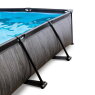 EXIT Black Wood pool 220x150x65cm med filterpump och tak och solsegel - svart