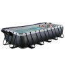 EXIT Black Leather pool 540x250x100cm med sandfilterpump och tak - svart