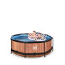 EXIT Wood pool ø244x76cm med filterpump - brun