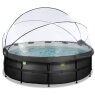 EXIT Black Leather pool ø450x122cm med sandfilterpump och tak och värmepump - svart
