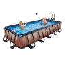 EXIT Wood pool 540x250x100cm med sandfilterpump - brun