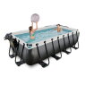 EXIT Black Leather pool 400x200x100cm med sandfilterpump och tak och värmepump - svart