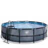 EXIT Stone pool ø488x122cm med filterpump - grå