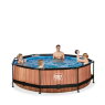 EXIT Wood pool ø300x76cm med filterpump - brun