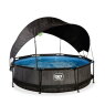 EXIT Black Wood pool ø300x76cm med filterpump och solsegel - svart