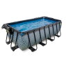 EXIT Stone pool 400x200x122cm med sandfilterpump och tak - grå
