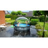 EXIT Stone pool ø300x76cm med filterpump och tak - grå