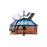 EXIT Wood pool 220x150x65cm med filterpump och tak - brun