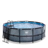 EXIT Stone pool ø427x122cm med filterpump - grå